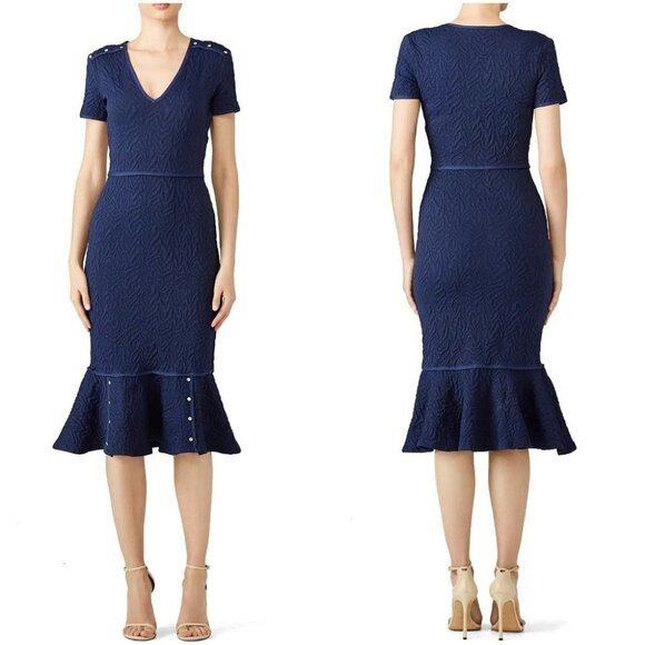 Opening Ceremony Navy Blue Desert Jacquard Midi Dress $495 - Picture 1 of 9
